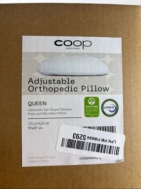 Coop Home Goods Adjustable Orthopedic Pillow Queen Ergonomic Cervical Neck Suppo